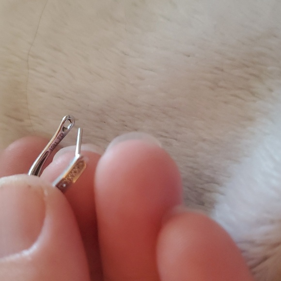 Real diamond and 10 kt white gold earrings - Picture 5 of 6